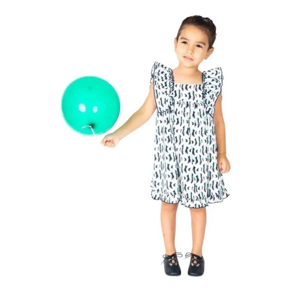 LOLITTOS | Blue | COTTON FISH PRINTED DRESS